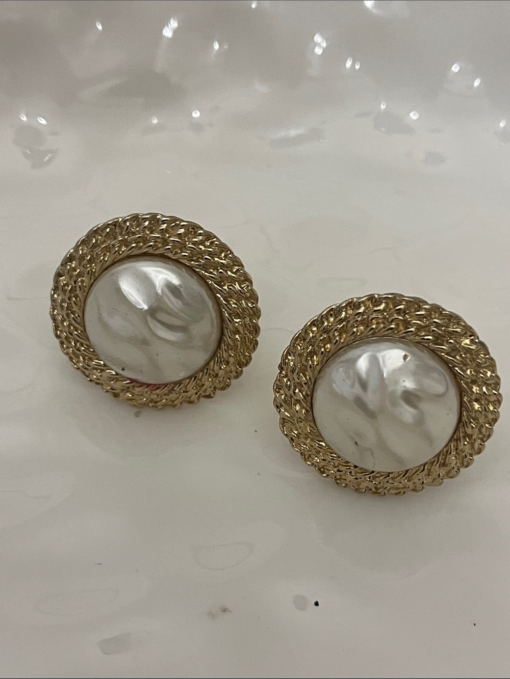 Gold-Tone Pearl Center Cufflinks